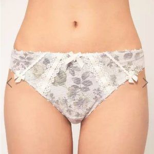 NWT LUXURY Fauve Large Thong Lavender Floral Ethereal Cottagecore Bridgerton